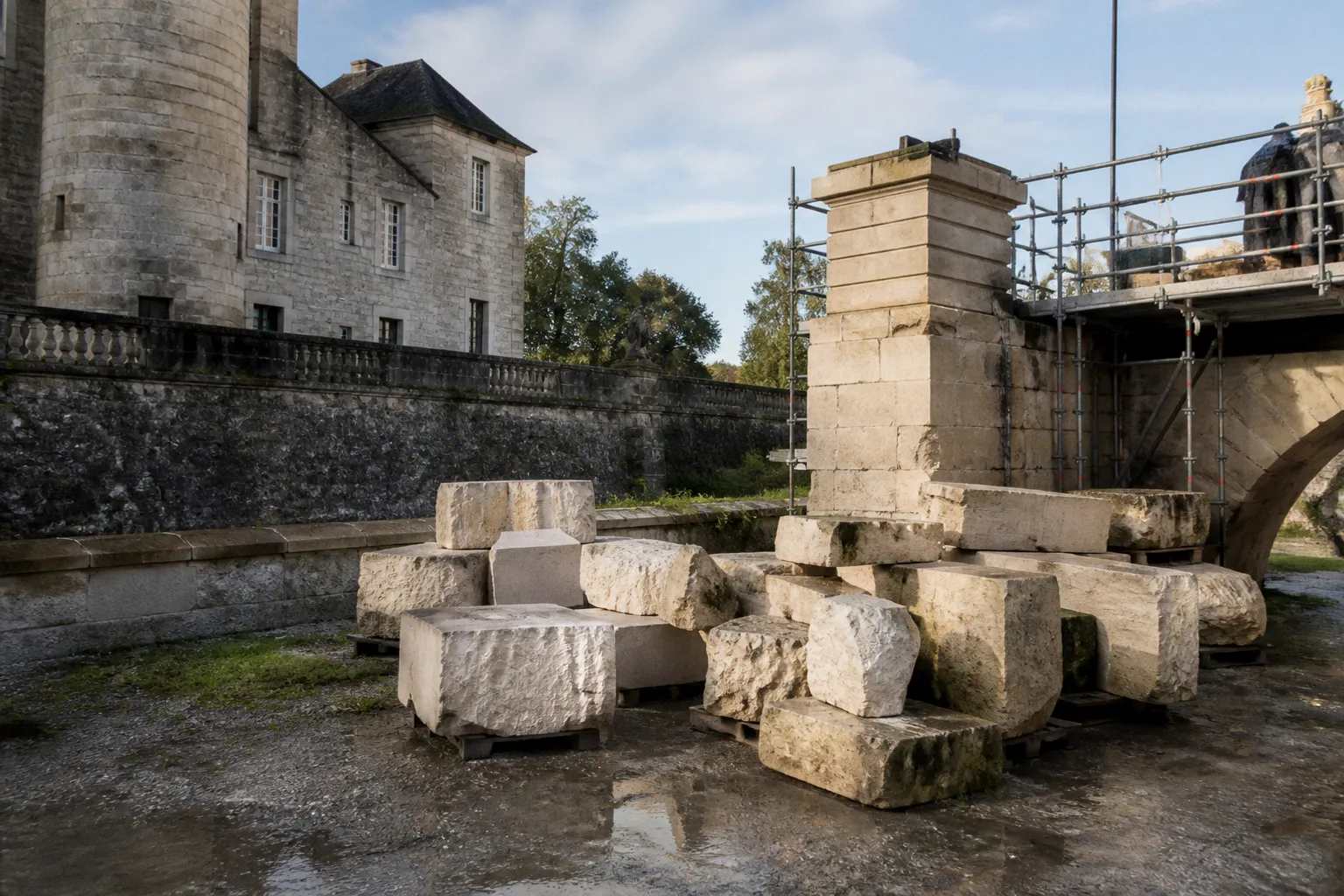 Chantier de restauration au château de Thillombois : apprenez la taille de pierre