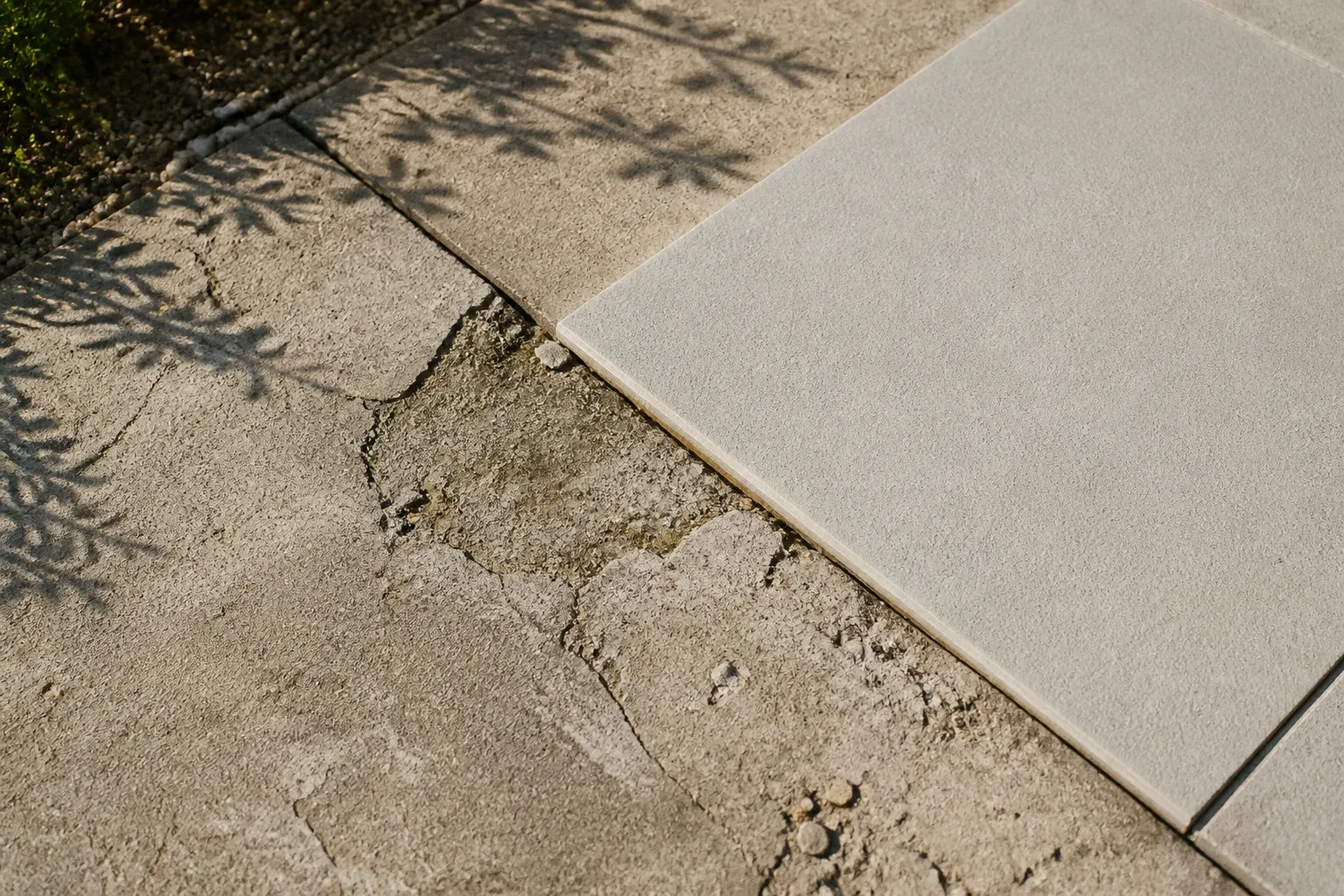 Pierre reconstituée : la transformation d'une terrasse usée