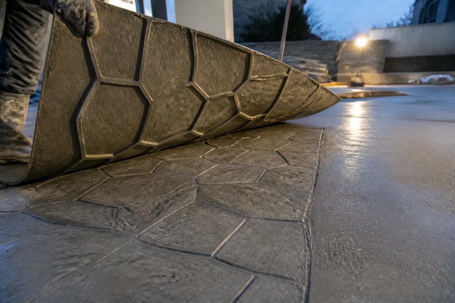 Terrasse en béton empreinte : le chantier pas à pas